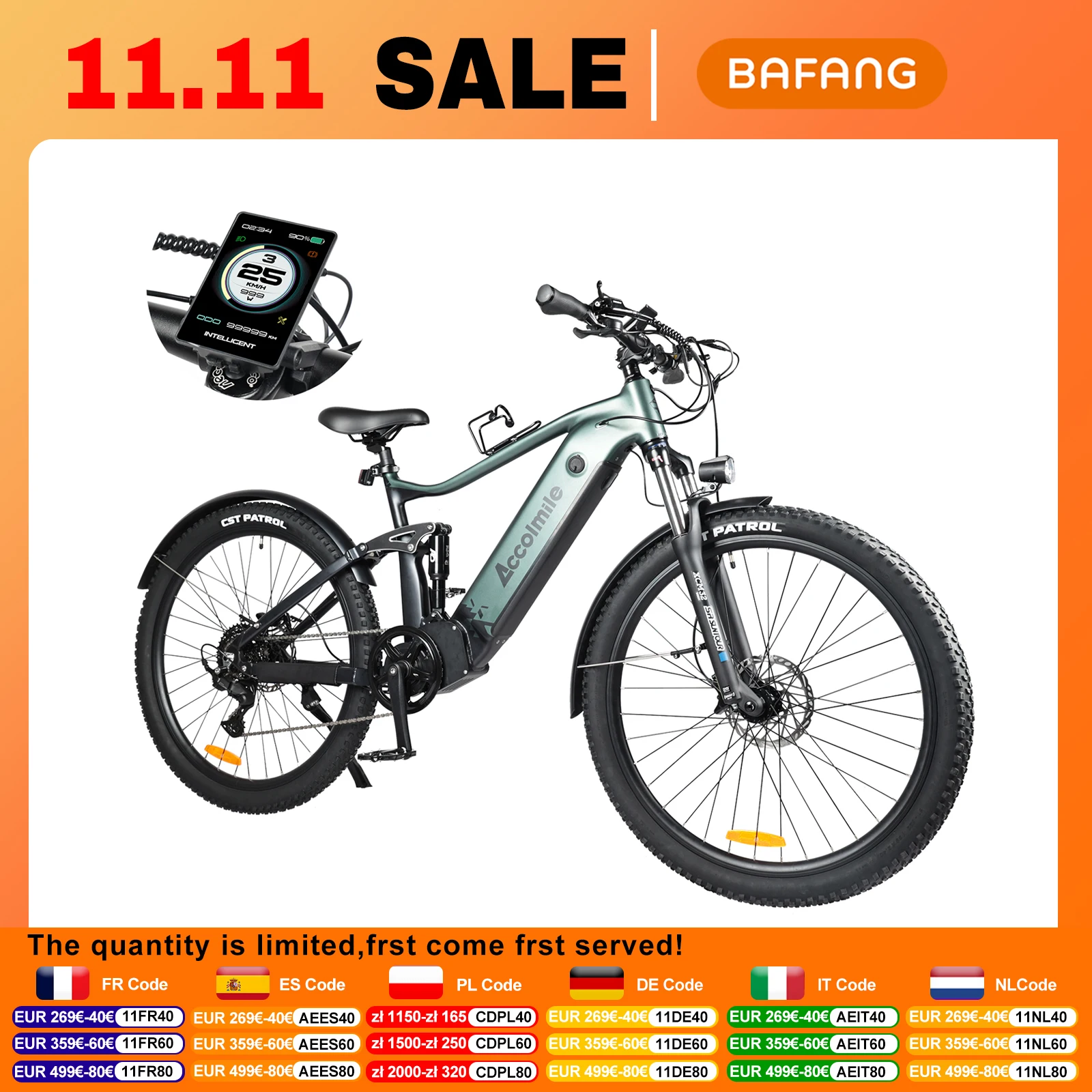 Choice Accolmile Electric Mountain Bike Powerful eMTB 48V 750W Bafang Mid Motor With Intube 20Ah Battery Max Speed 60KM/H