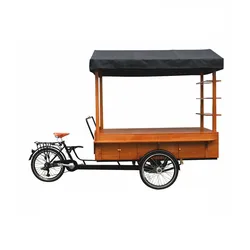 Electric Cargo Bike Adult Tricycle Bicycle Street Outdoor Beverage Coffee Van Food Beer Vending Cart For Sale Customizable