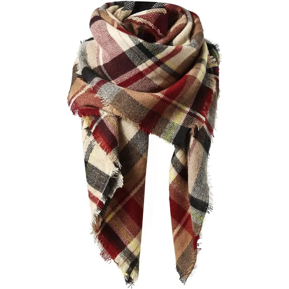 

American Trends Womens Fall Winter Scarf Plaid Tassel Soft Warm Blanket Scarves Womens Shawl Wraps