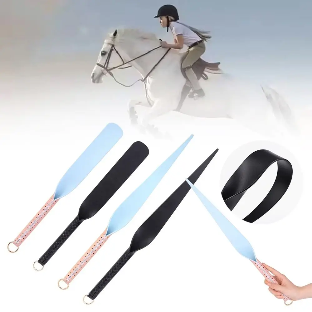 Látigo de caballo portátil con mango, puntero de entrenamiento ecuestre de cuero genuino, Paddle Slapper, cultivo de carreras de 46cm, 1 Uds.