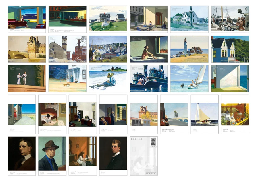 30 Sheets/Box Famous Artists Edward Hopper Oil Painting Postcard Vintage Greeting Card Ins Style Post Card Creative Invitations