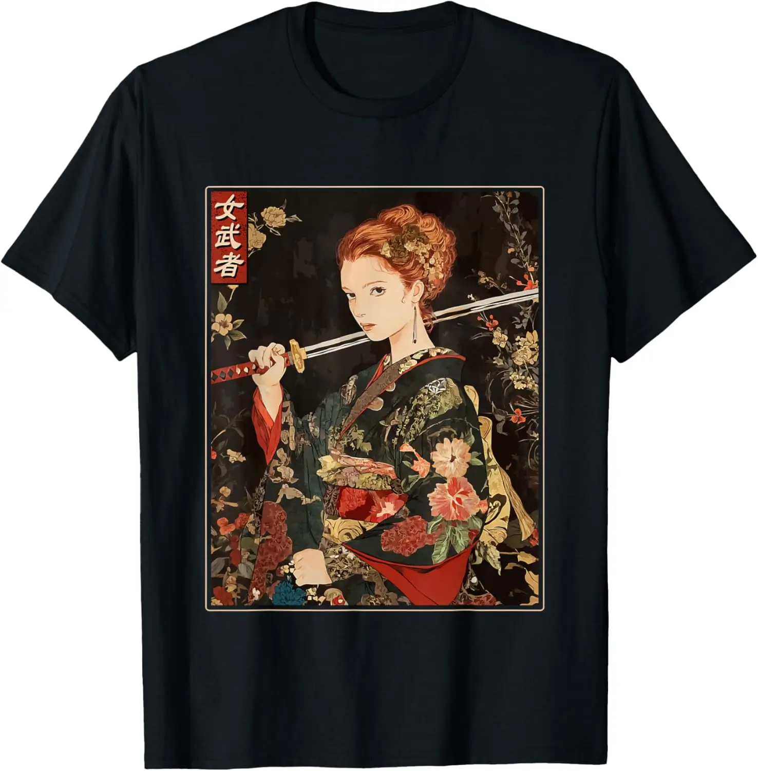 Japanese Gothic Samurai Art Woman With Katana Sword T-Shirt