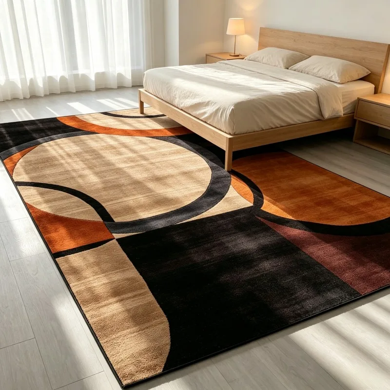 Modern Curve Rug Large Area Covered Mat Non Slip Thicken Bstract Geometric Area Carpet for Living Room Bedroom Home Decoration