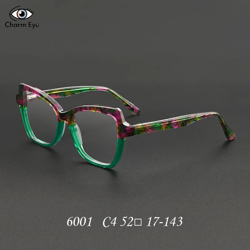 

New Women Retro Acetate Glasses 6001 Personalized Cat Eye Fashion Top Quality Eyeglass Frame Myopia Optical Prescription Eyewear