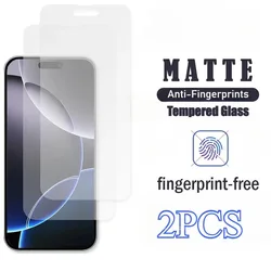 2PCS Matte Tempered Glass For iPhone 16E 16 15 14 Pro Max 13 12 Screen Protector For iPhone 16 15 Plus X XR XS No Fingerprints
