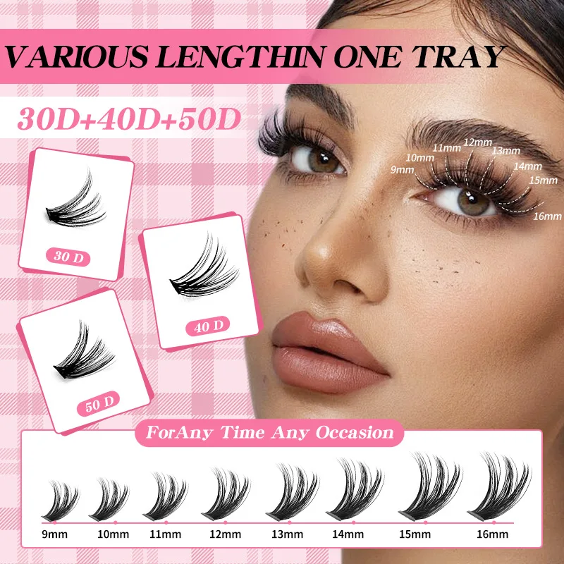 MIAOJIE まつげエクステキット ラッシュクラスター Dカール 個別まつげキット アプリケーター付き Dカール 9-16mm ミックスレングス 個別まつげ