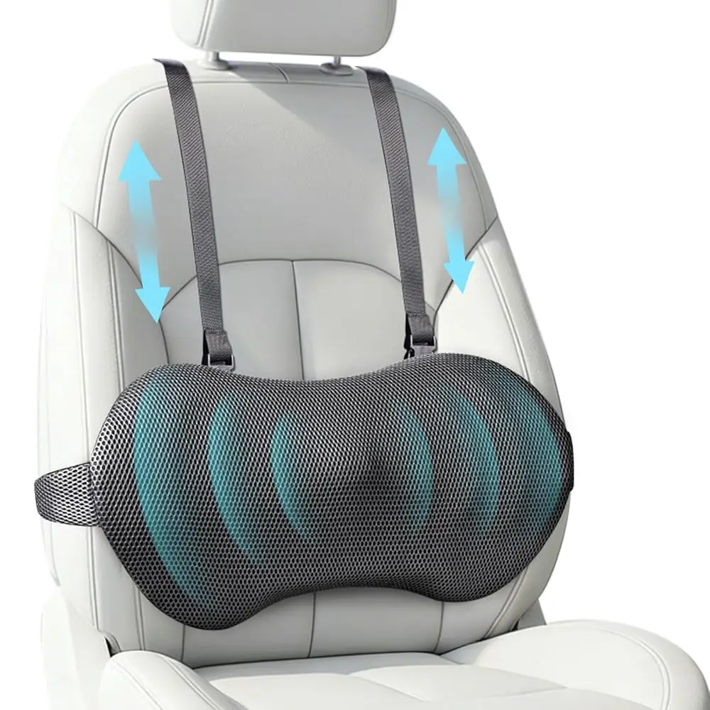 

Lumbar Support Pillow for Car & Office Chair, Memory Foam Back Cushion with Adjustable Straps Non-Slip, Firm Support for Low