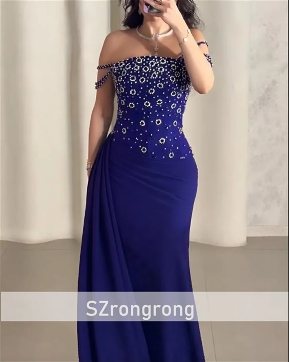 Vestido de fiesta de noche de satén sin tirantes personalizado con corsé de cristal vestido de fiesta saudí sin espalda glamuroso tren de barrido