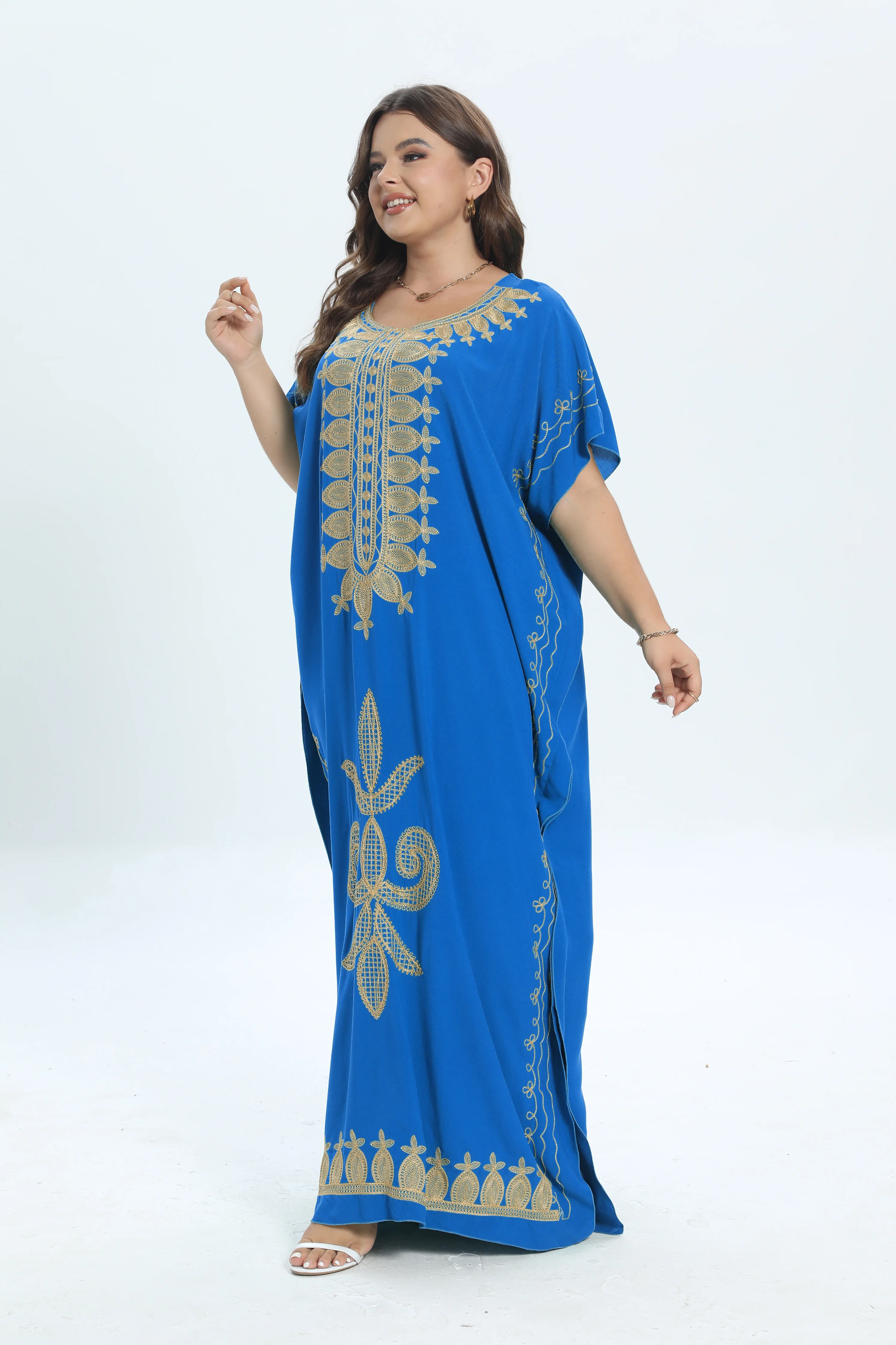 Robe marocaine en coton pour femmes, 2 pièces, grande taille, dashiki de plage, couverture caftan, abaya, béquille traditionnelle africaine