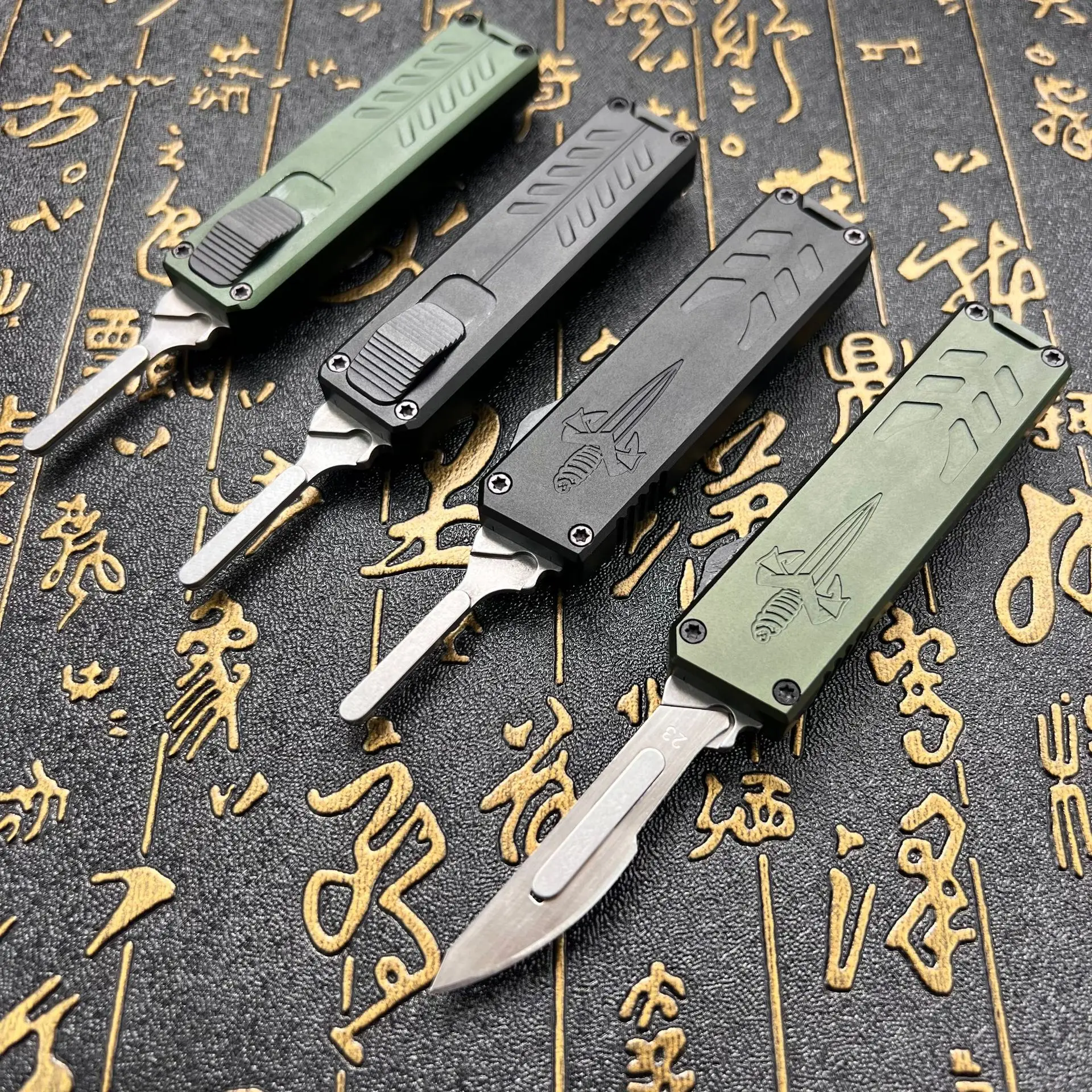 1pc，EDC micro-technology straight out of high-hardness, aluminum alloy outdoor portable knife scalpel, sharp self-defense knife