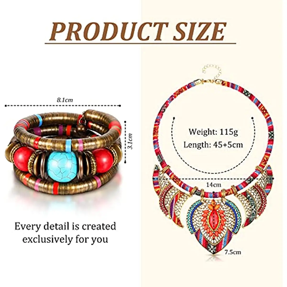 Festival Choker Beads Statement Necklace Chunky Colorful Collar Necklaces Costume Jewelry African Bracelet Bohe Wristband