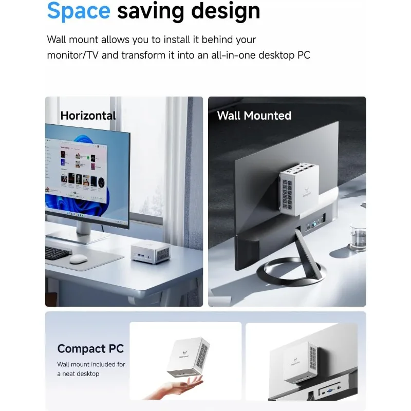 كمبيوتر ميني UM750L Slim 5 7545U 16GB RAM 1 تيرابايت SSD كمبيوتر مكتبي، HDMI | DP | مخرجات فيديو USB4، منفذ LAN 2.5G، WiFi #6