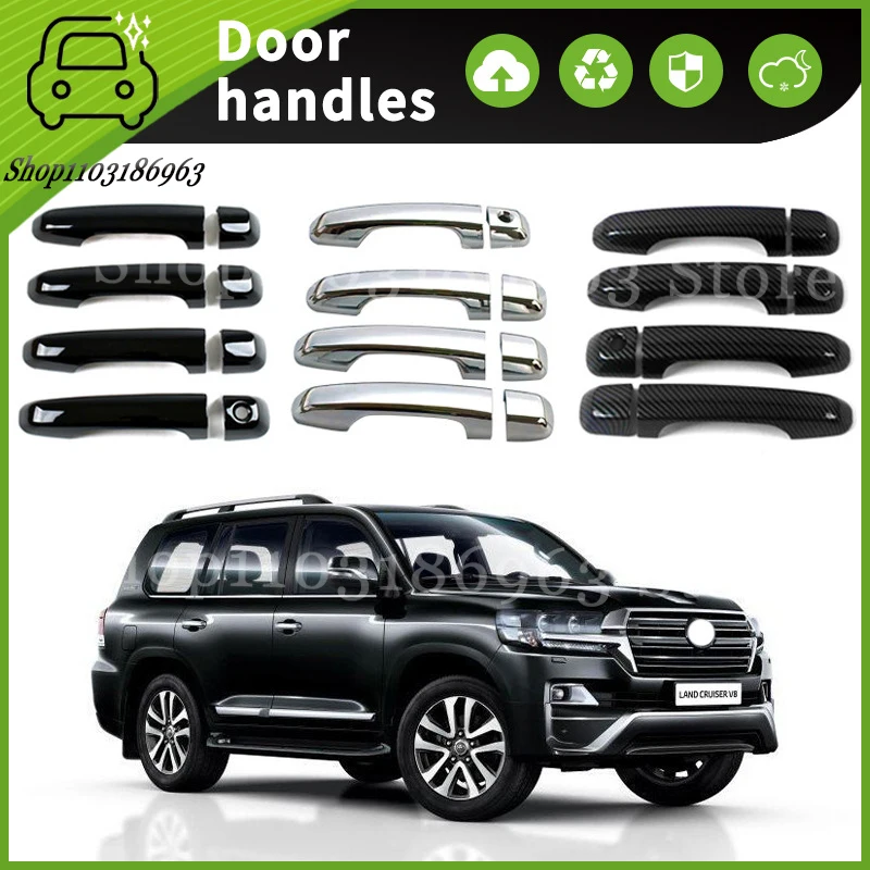 

For Toyota Land Cruiser 2016-221 Gloss Black Chrome Car Door Handle Cover Trim Styling Accessories Car Stickers Auto Accessories