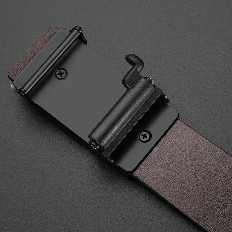 Мужской деловой ремень из сплава с автоматической пряжкой, модный ремень, роскошный джинсовый ремень из искусственной кожи, высококачественные ремни