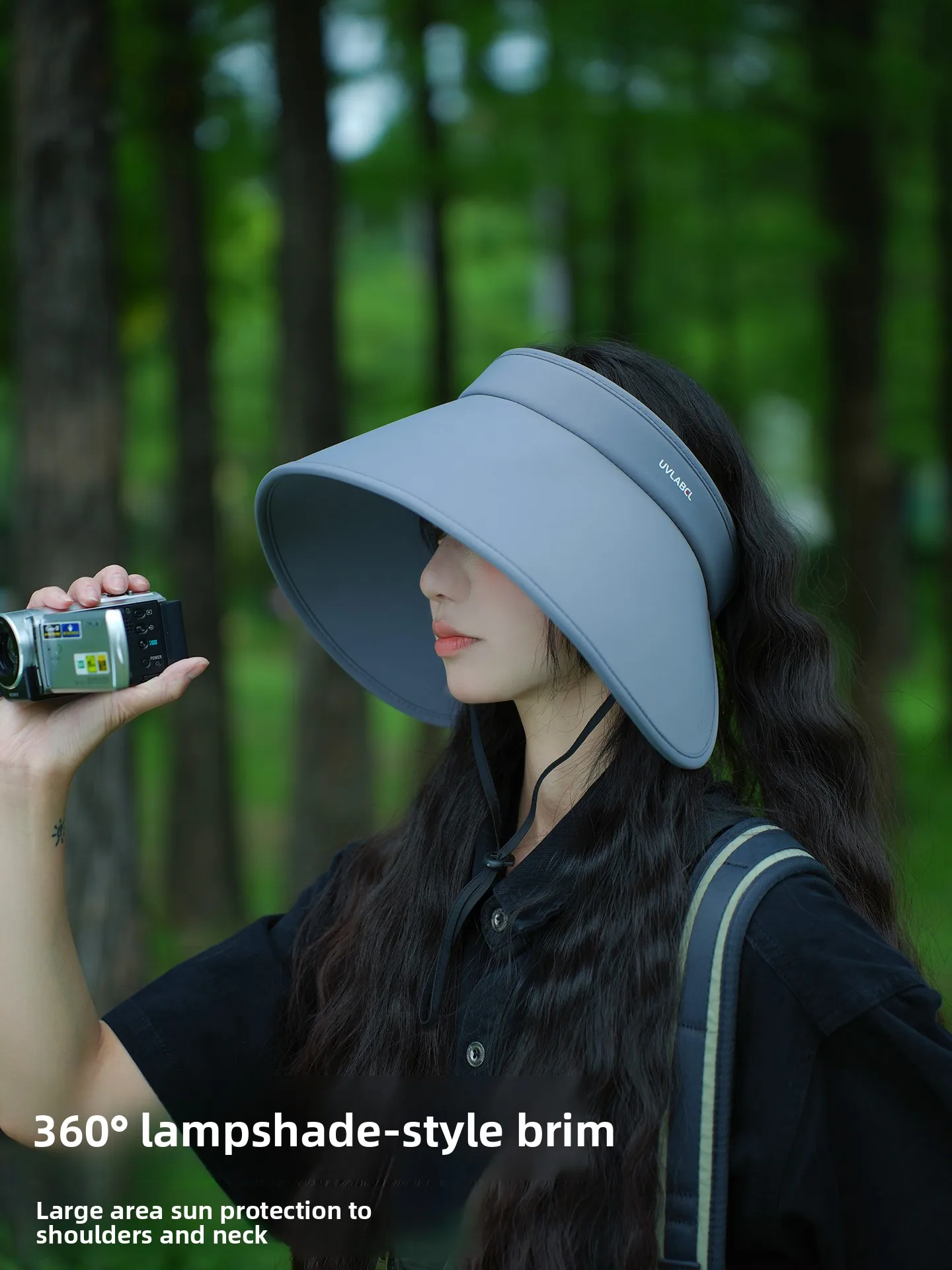 Women's Summer Wide Brim Sun Hat UV Protection Ice Silk Empty Top Hat Face Covering Sunshade Hat Foldable Youth Size 56-58cm