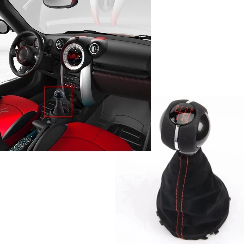 

6 Speed Manual Gear Lever Shift Knob with Gaitor Leather Boot for Mini Cooper F55 F56 F57 F54 F60 RED 25117641999 CNIM Hot