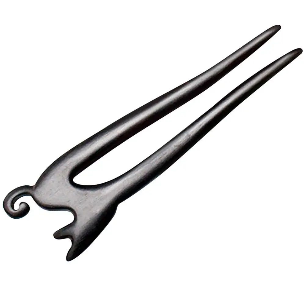 

Carved Black Vintage Girls Accessories Wood Hair Stick Chinese Wood Hair Stick Fork Bun Hairstyle Updo Tool