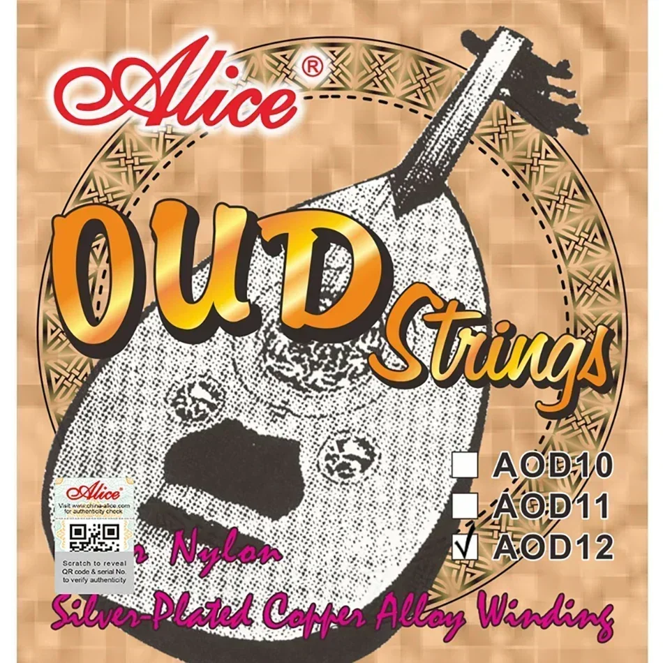 Alice AOD-10/11/12 OUD Strings Set for 10/11/12-Strings Oud Clear Nylon Silver-Plated Copper Alloy Wound Anti-Rust Coating