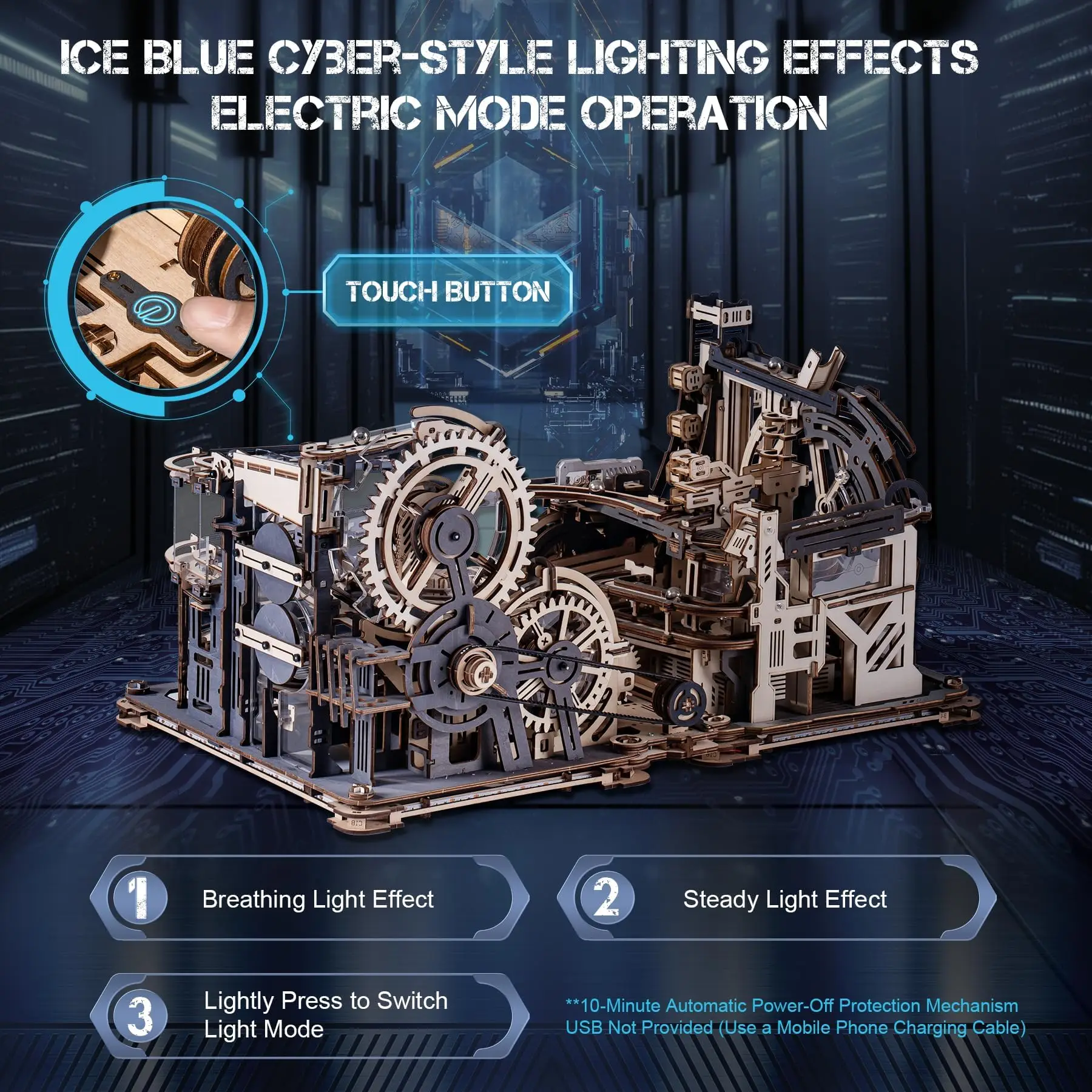 ROBOTIME Rokr 3D Wooden Puzzle Marble Run Machine with Crank Gears Acrylic Track Advanced STEM Model Unique XMAS Gift for Adults