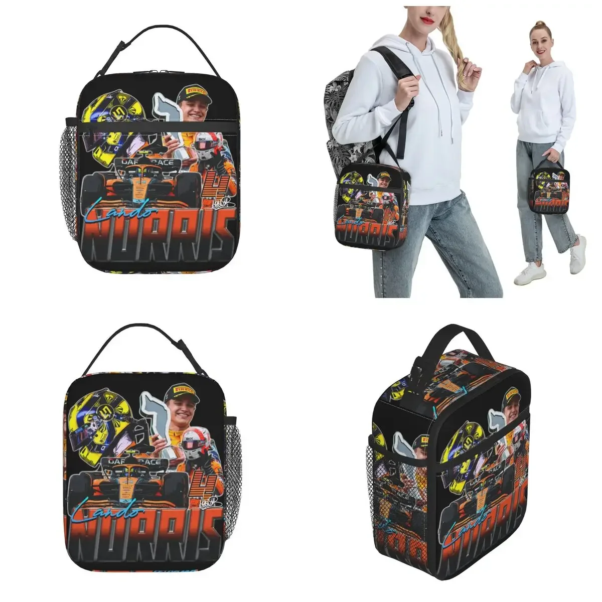 2024 Lando Norris Product Insulated Lunch Bag For School  Racing Food Storage Bag Portable Thermal Cooler Lunch Boxes