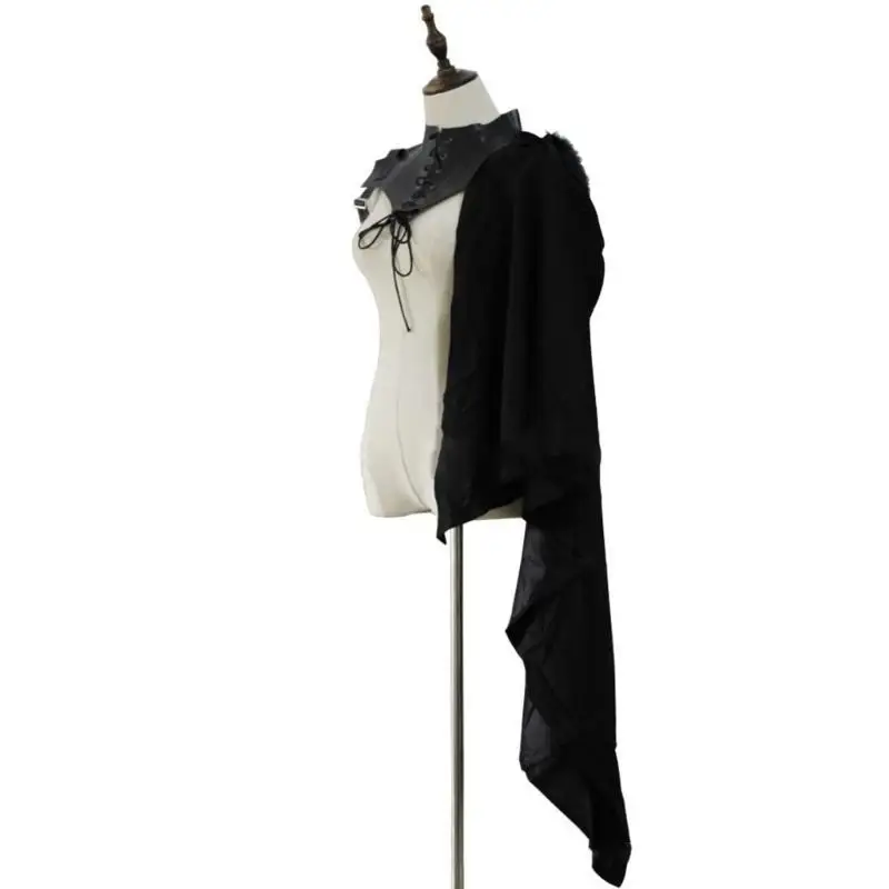 39BD Männer Steampunk Gothic Vintage Schwarz Mittelalterlichen Achselzucken Schal Halloween Kostüm Erwachsene Mantel Kostüm – Detail 10