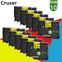 10PK Compatible for Brother TZE-631 TZ 621 641 6/9/12/18/24mm Black on Yellow Label Tape for P-Touch D210 1010 E200 Label Makers