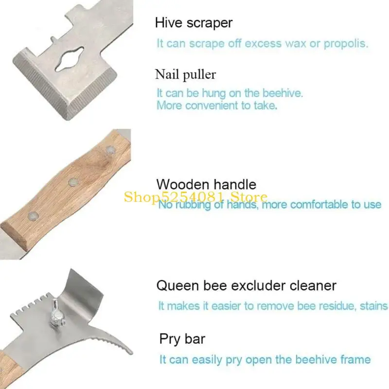 AXYC Professional Beekeeper 7 Function Steel Scraping Tool Hives Frame Lifter Corrosion Resistant Galvanized Metal With Comfort