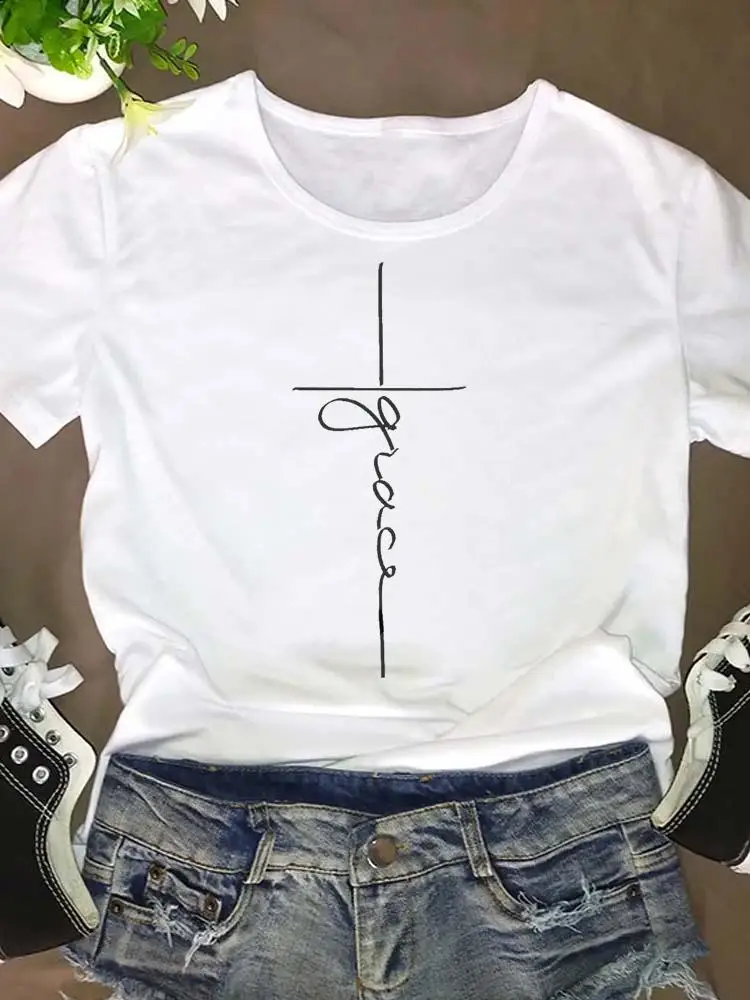 

Graphic T Shirt Letter 90s Trend Cute Style Women Short Sleeve Summer Tee Fashion Clothing Clothes Cartoon T-shirt Female Top