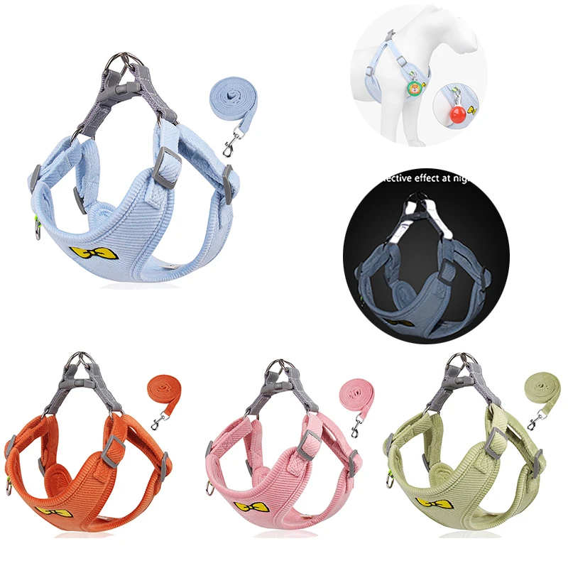 Pet Chest Strap Soft Dog Harness Leash Set Reflective Puppy Kitten Harness Vest Chihuahua Walking Traction Supplies Dogs Leash