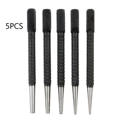 5pcs Nail Punch Set Hammerless Hammer Punch Spring Tool Hammerless Nail Center Holes Punch Woodwork Drill Bit Door Pin Removal