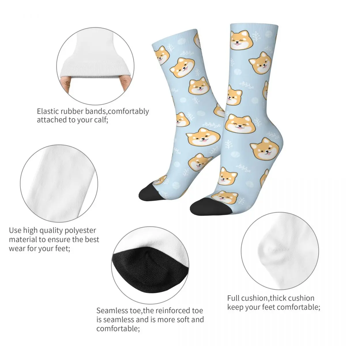 Chaussettes de visage Shiba Inu pour hommes et femmes, cadeau pour amoureux des chiens, chaussettes de printemps, été, automne et hiver