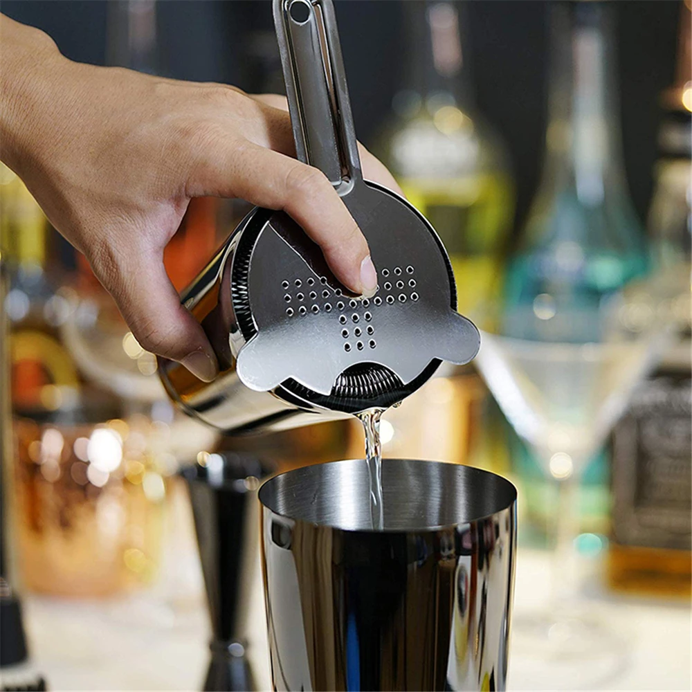Ensemble de shakers à cocktail pour bar, 2 shakers Boston pondérés, ensemble de passoire à cocktail, jigger, pilon et cuillère, pince à glace et 2