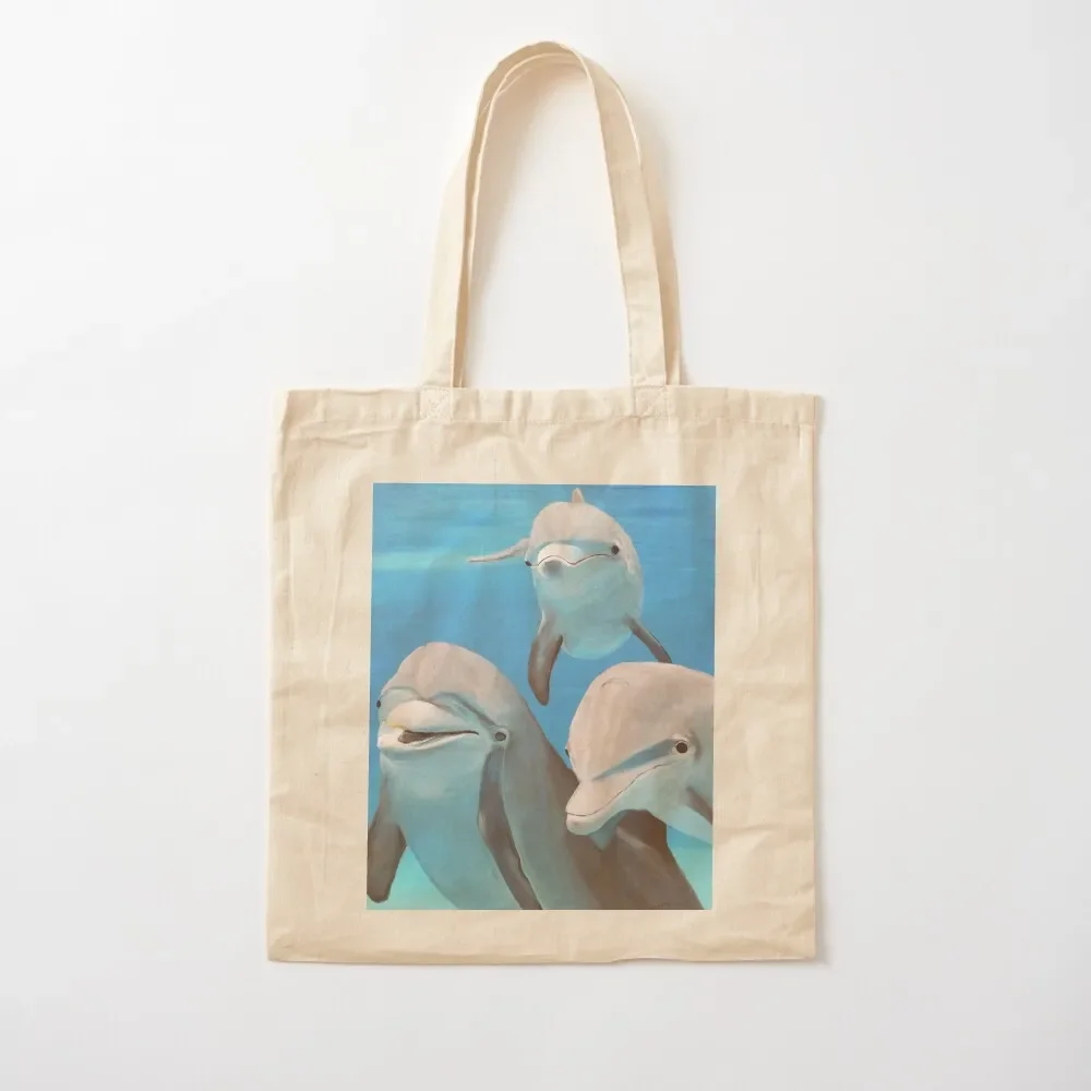 

Dolphin Trio Tote Bag tote bags men reusable grocery bags Cloth Customizable