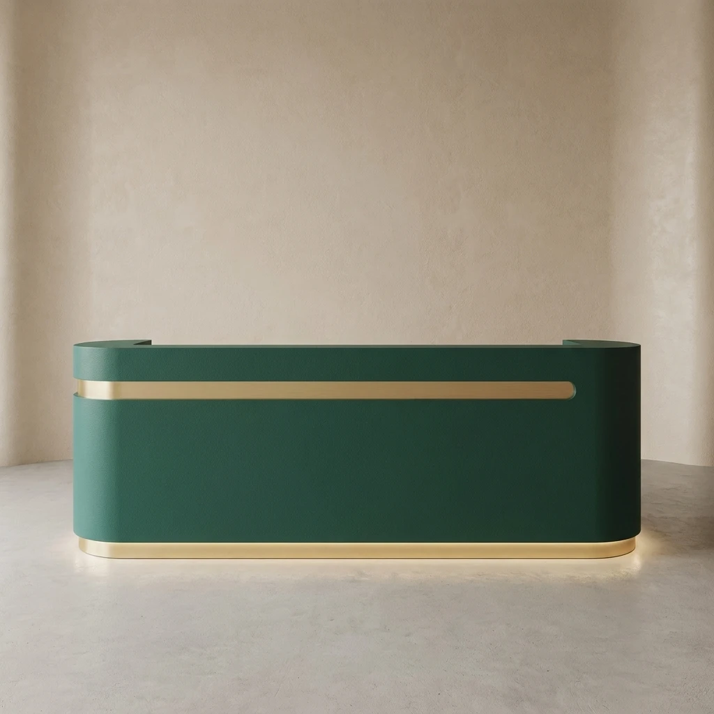 & Minimalist Modern Curved Reception Desk Service Counter Cream for Beauty Salon Checkout Counter Clothing Store Retail Front de