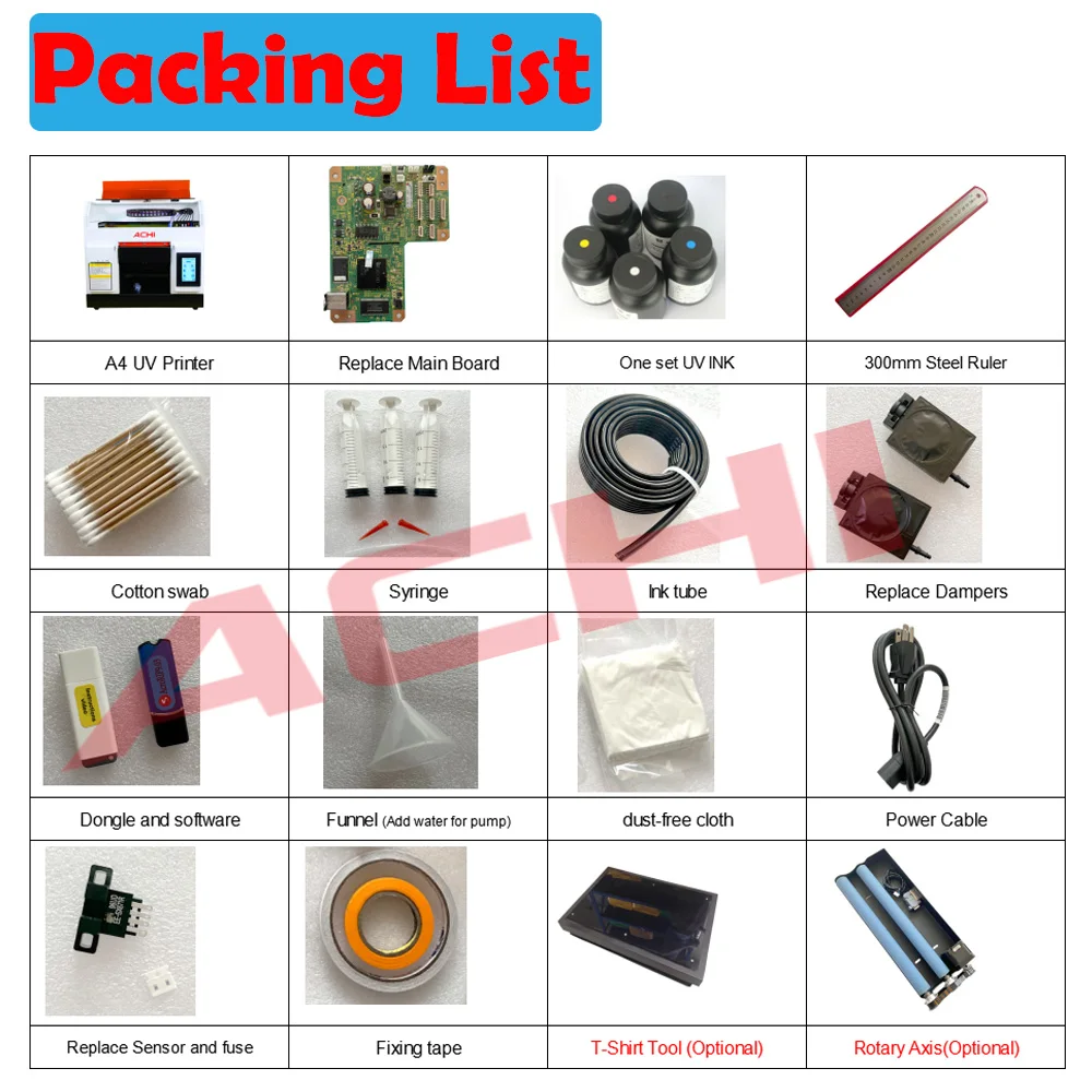 طابعة ACHI A4 UV مع حبر LED رقمي L800 UV آلة طباعة مسطحة لحافظة الهاتف الزجاجية أسطوانة زجاجة معدنية خشبية