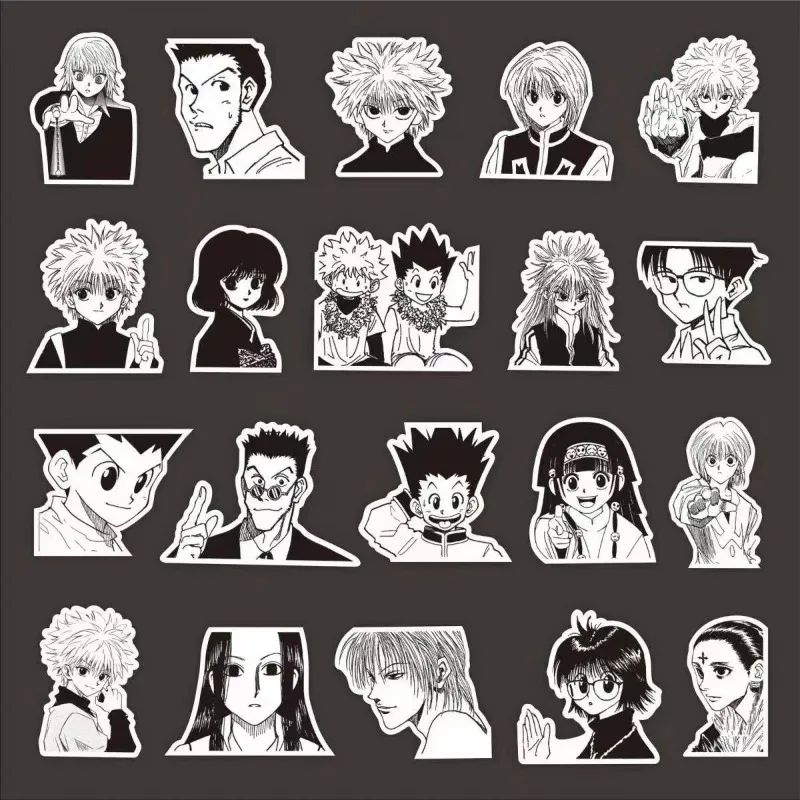 Hunter Hunter Gon Freecss Hisoka Killua Zoldyck dessin animé mignon noir et blanc manga journal décoration autocollants autocollants imperméables