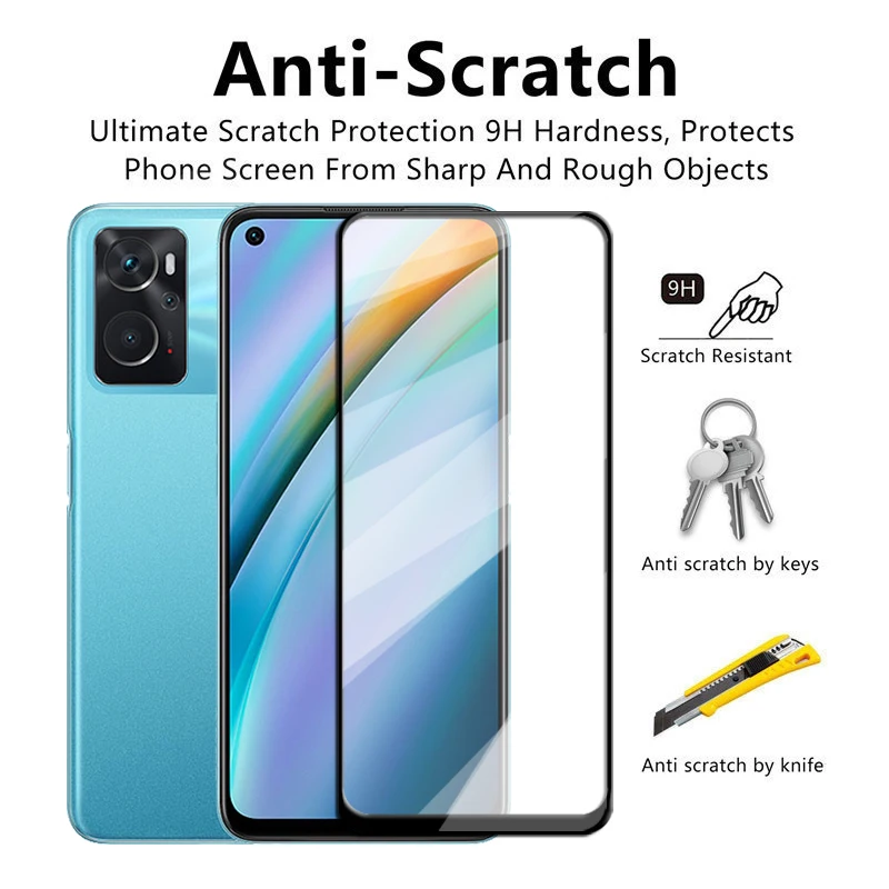 For OPPO K10 Tempered Glass OPPO K10 Pro A76 A74 A55 A54 A53 A16 Glass 2.5D Full Cover Screen Protector OPPO K10 4G 5G Lens Film