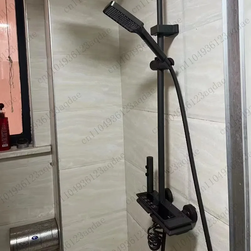 Shower Set Brass Shower Suite Bathroom Brass Shower Faucet Set Temperature Display Ambient Lighting Hot & Cold Water