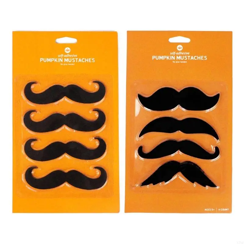 

N7YF 4Pcs Fake Moustaches Artificial Beard on Moustaches Adhesive Fake Beard for Halloween Masquerade Photo Props