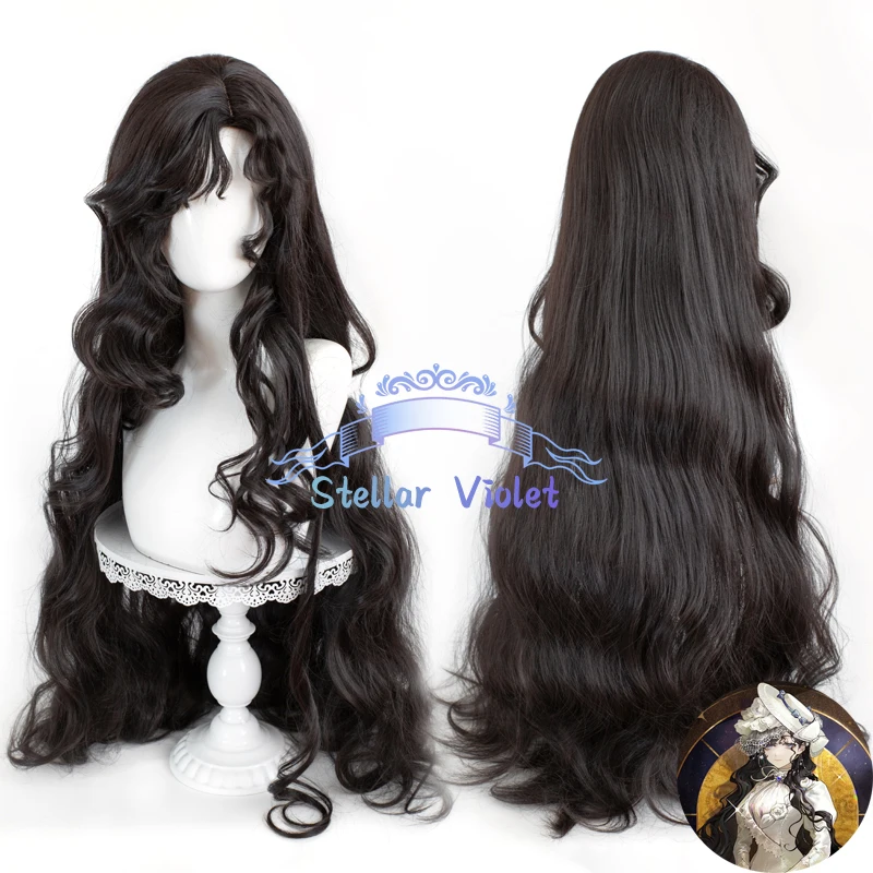 Isolde شعر مستعار تأثيري لعبة عكس 1999 شعر مستعار أسود 105 سنتيمتر طويل مجعد الشعر مقاومة للحرارة الاصطناعية الشعر Isolde أنيمي الباروكات + غطاء شعر مستعار