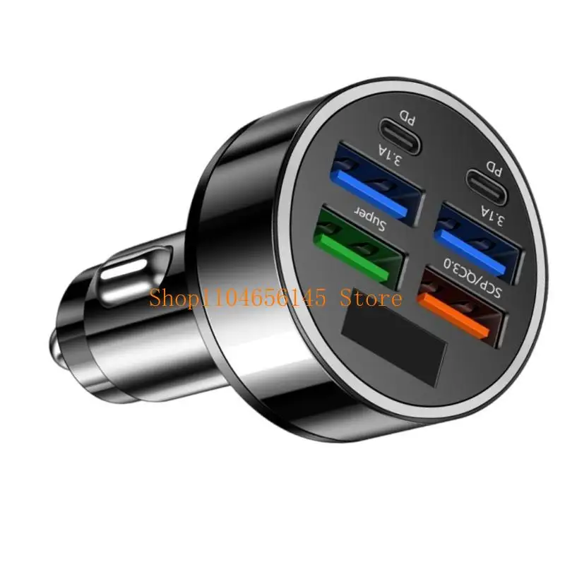 652F 6Port Car Support Simultaneous Multiple Device Charging Adapter MultiPorts Cigarettes DC12-24V Input