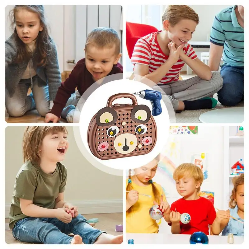 Zestaw narzędzi dla dzieci Skrzynka narzędziowa dla dzieci ze wkrętarką elektryczną Zestaw inżynieryjny Zabawka konstrukcyjna dla małych dzieci w wieku przedszkolnym