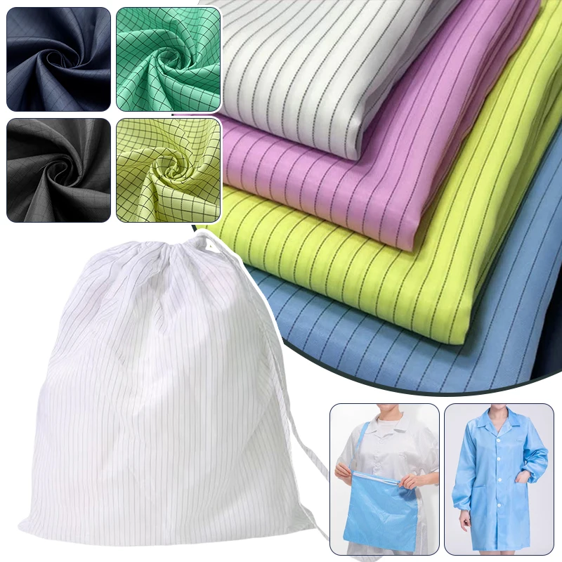 100x150cm Dust-Free Antistatic Fabric Grid Stripe Anti-Static Clothfor Work Clothes of Electronics Factory DIY Sewing Making