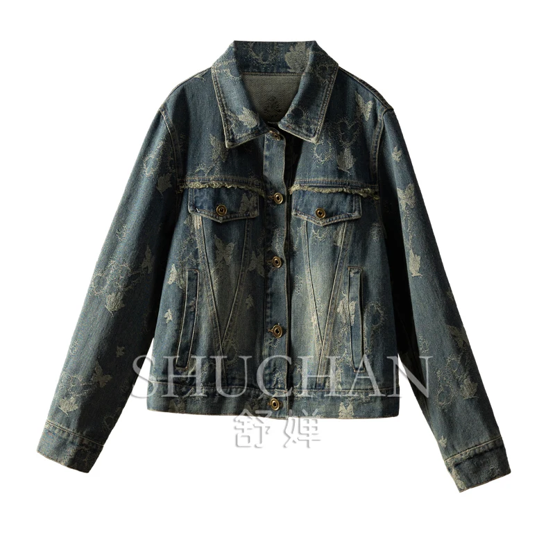 

80% Cotton Jacquard Denim Short Jacket Women Casacos De Inverno Feminino Jeans Jacket Women Casaco Feminino