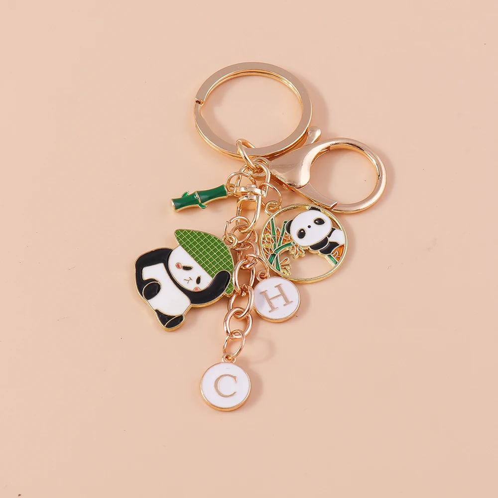 Cute Enamel Panda Keychain Charms Maple Leaf Key Ring Pendants for Women Girls Handbag Decor Handmade Jewelry Gifts