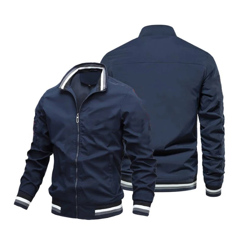Autumn and Winter Men's Stand Collar Casual Zipper Jacket Outdoor Sports Coat Windbreaker Jacket for Men Waterproof Bomber Jacke