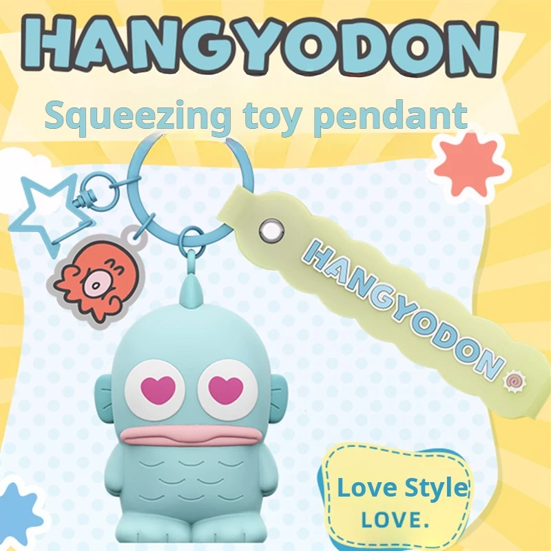 MINISO Sanrio hangyodon Pinch Fun Series Stress Relief Small Pendant Creative Eye Blowing Cute Backpack Keychain