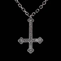 Victorian Inverted Cross Necklace, Satanic Occult Jewelry