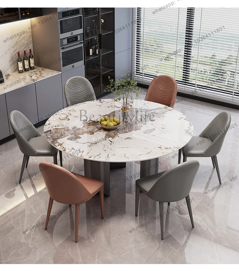 

Light Luxury Rock Slab Dining Table Modern Minimalist Round Dining Table Home Small Round