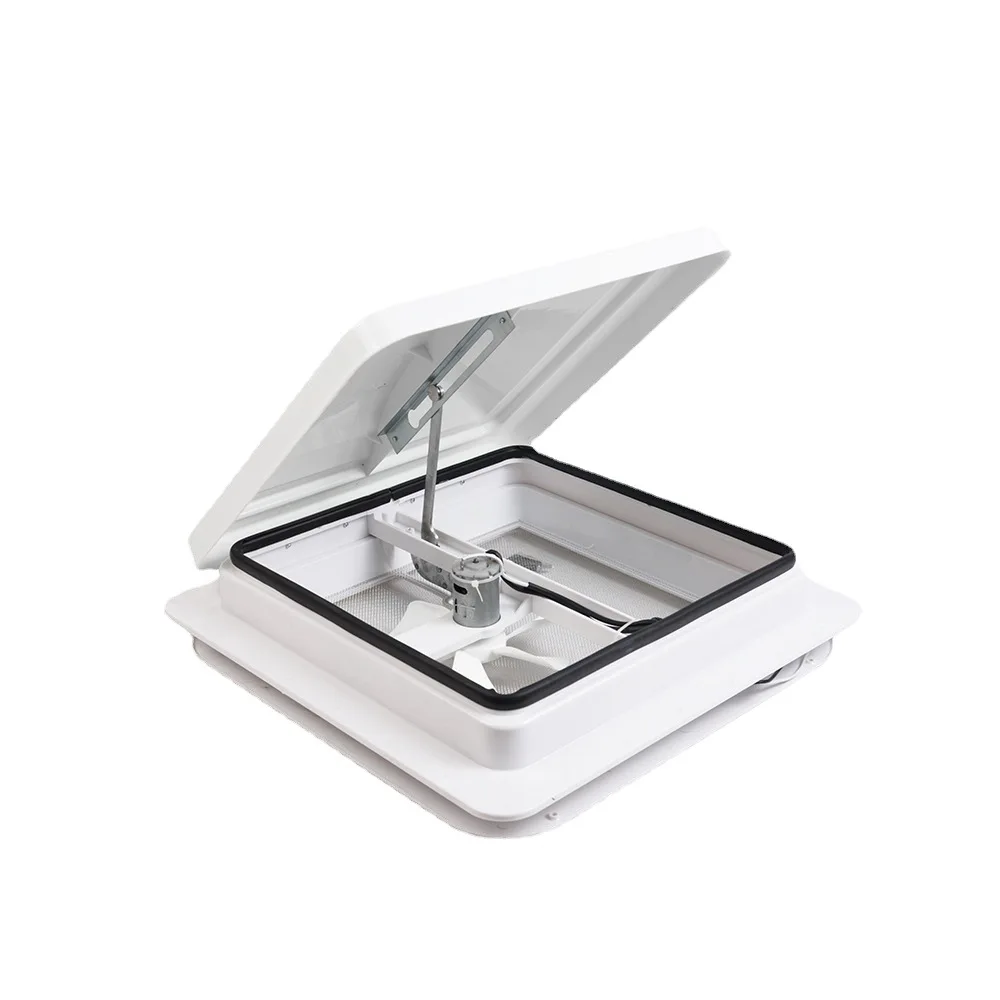 

RV trailer ventilation cover base with motor fan blades, RV vent, trailer camper exhaust fan